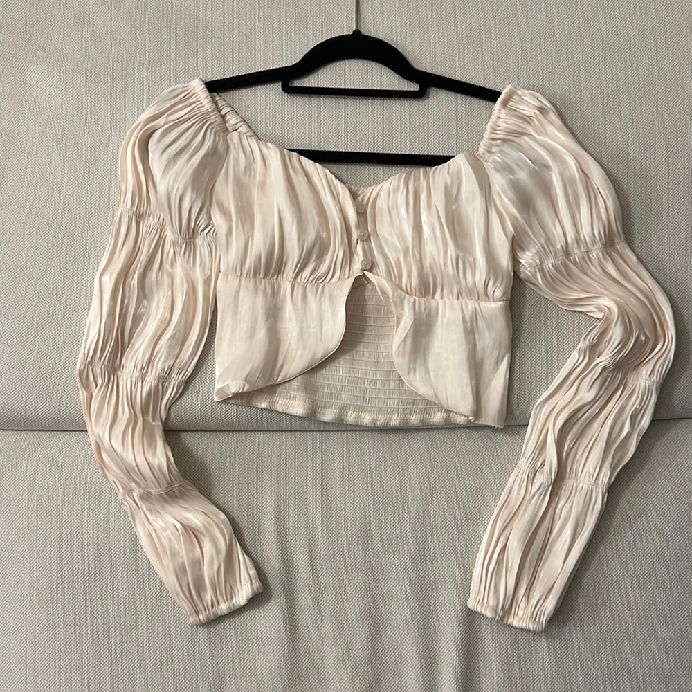 Satin cropped blouse